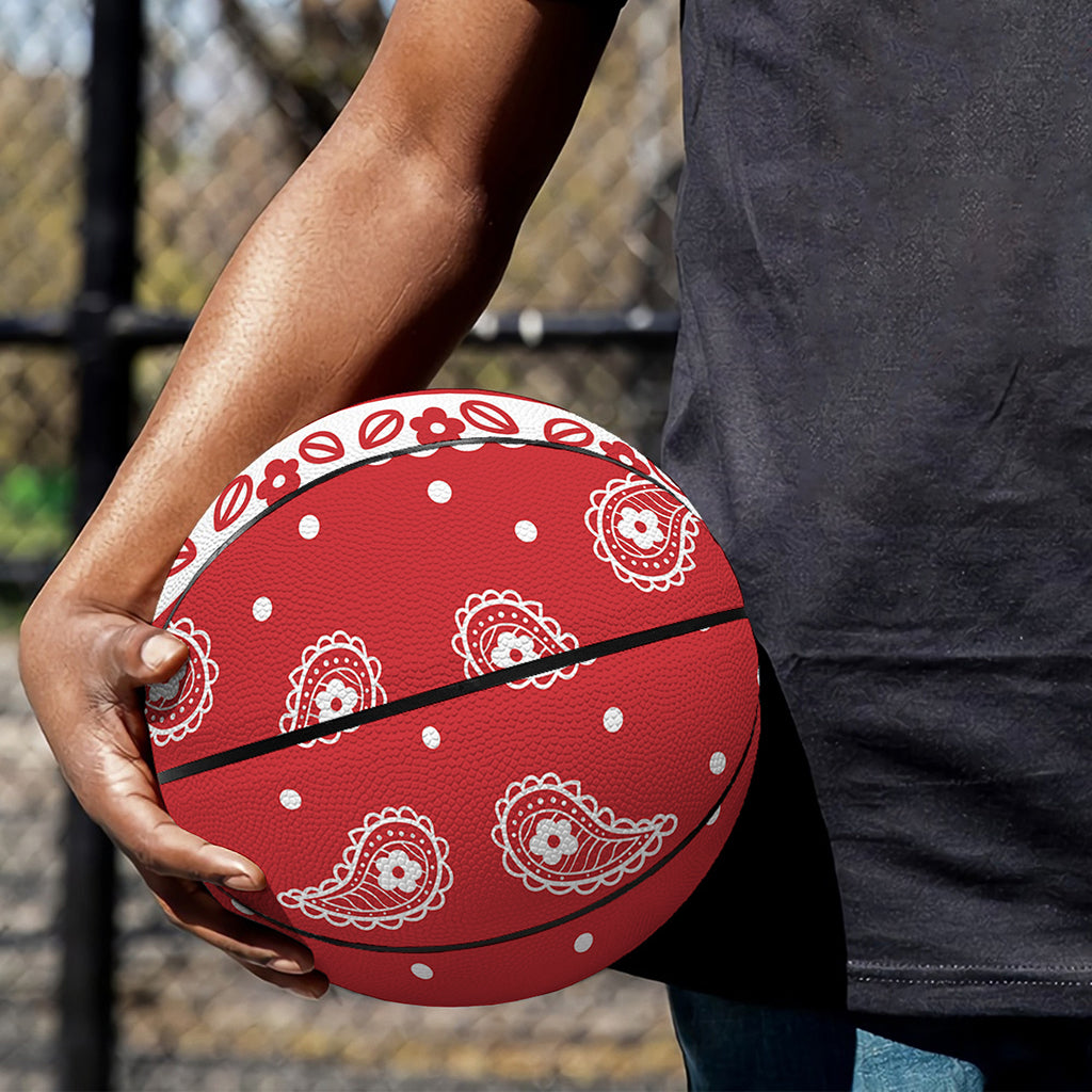 Red And White Paisley Bandana Print Basketball