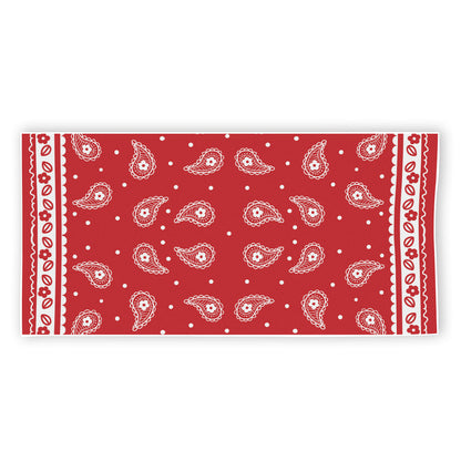 Red And White Paisley Bandana Print Beach Towel
