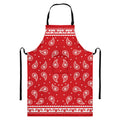 Red And White Paisley Bandana Print Bib Apron With Pocket