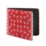 Red And White Paisley Bandana Print Bifold Wallet