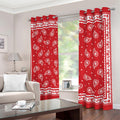 Red And White Paisley Bandana Print Dimout Grommet Curtains