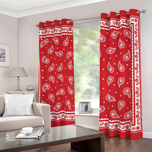 Red And White Paisley Bandana Print Blackout Grommet Curtains