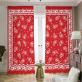 Red And White Paisley Bandana Print Dimout Pencil Pleat Curtains