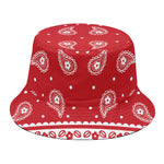 Red And White Paisley Bandana Print Bucket Hat