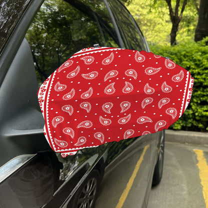 Red And White Paisley Bandana Print Car Side Mirror Covers