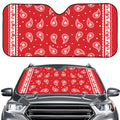 Red And White Paisley Bandana Print Car Windshield Sun Shade
