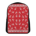 Red And White Paisley Bandana Print Casual Backpack