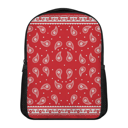 Red And White Paisley Bandana Print Casual Backpack