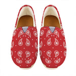 Red And White Paisley Bandana Print Casual Shoes