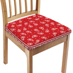 Red And White Paisley Bandana Print Chair Cushion Cover
