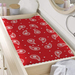 Red And White Paisley Bandana Print Changing Pad Cover