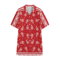 Red And White Paisley Bandana Print Cotton Hawaiian Shirt