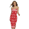 Red And White Paisley Bandana Print Cross Back Cami Dress