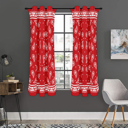 Red And White Paisley Bandana Print Curtain