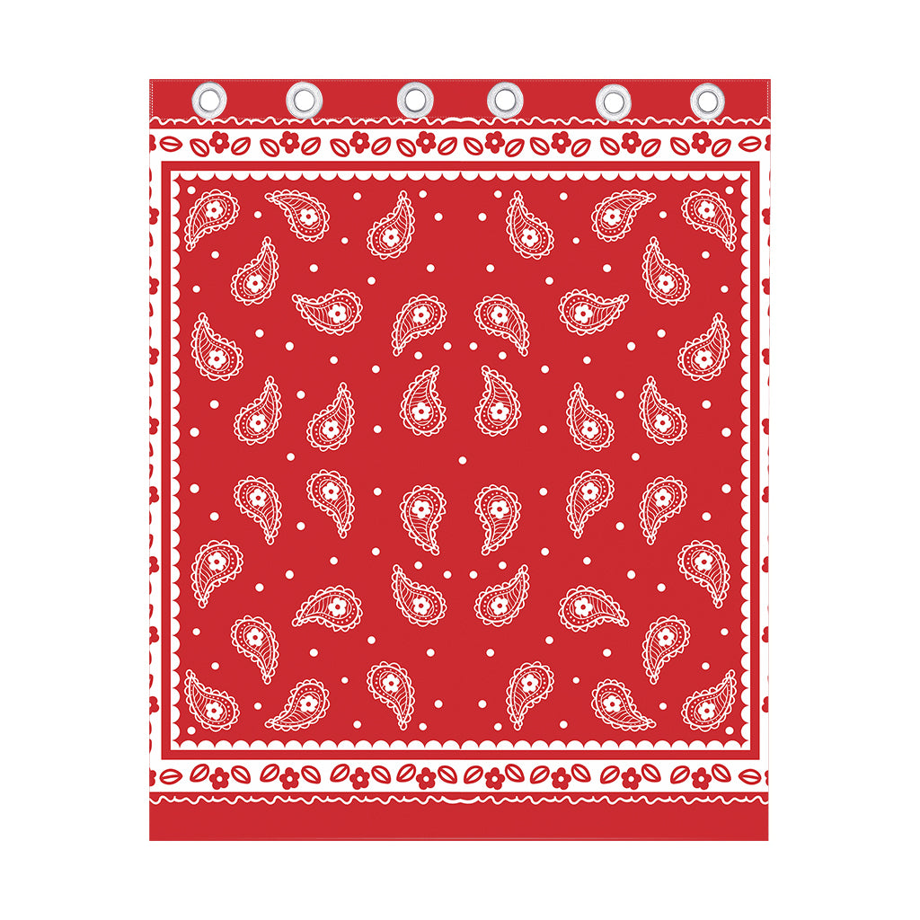 Red And White Paisley Bandana Print Curtain
