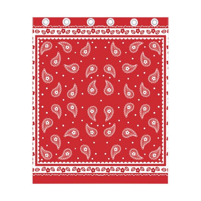Red And White Paisley Bandana Print Curtain