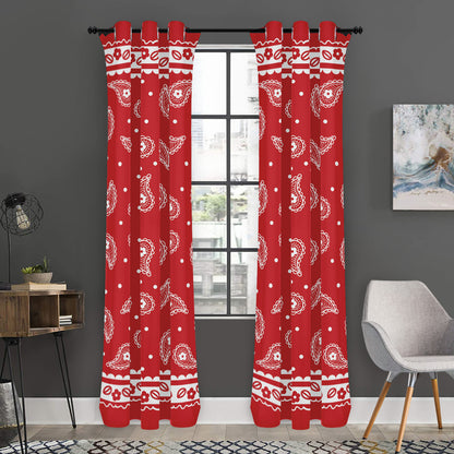Red And White Paisley Bandana Print Curtain