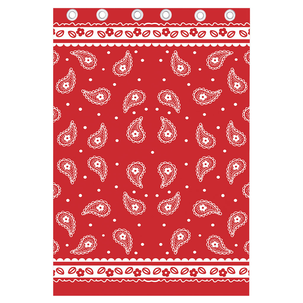 Red And White Paisley Bandana Print Curtain