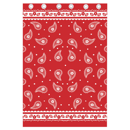 Red And White Paisley Bandana Print Curtain