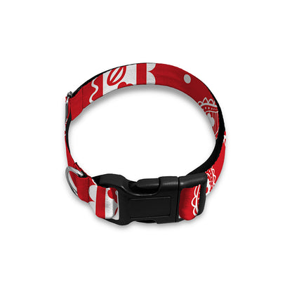 Red And White Paisley Bandana Print Dog Collar