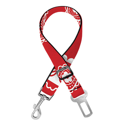 Red And White Paisley Bandana Print Dog Seat Belt