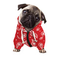 Red And White Paisley Bandana Print Dog Zip Up Hoodie