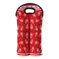Red And White Paisley Bandana Print Double Neoprene Wine Tote