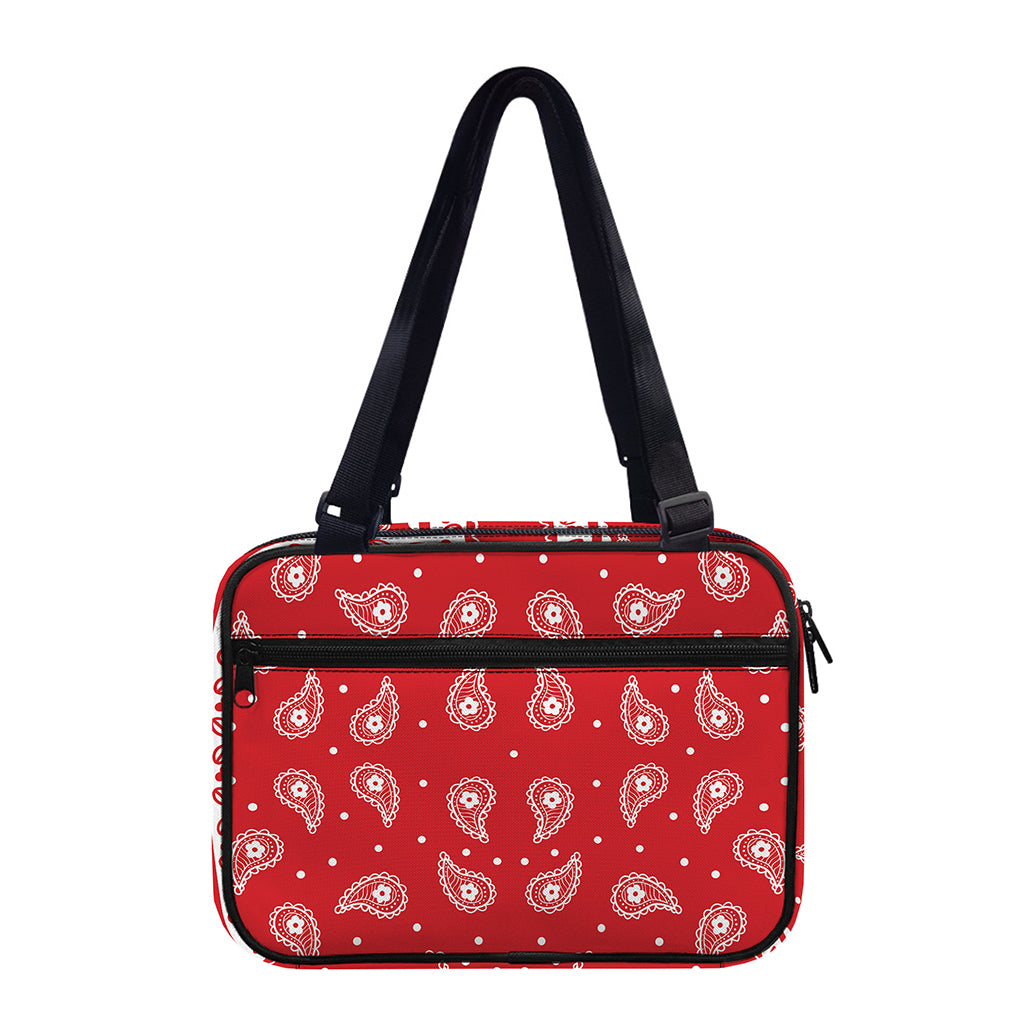 Red And White Paisley Bandana Print Double Strap Bible Bag