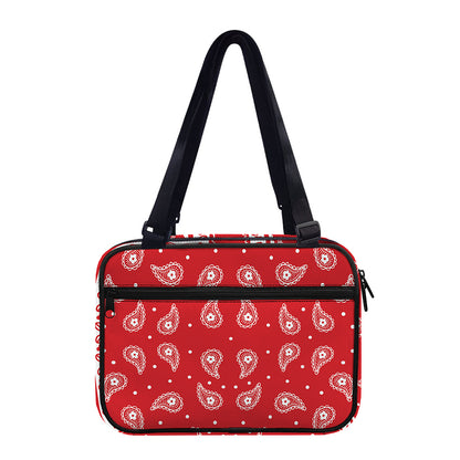 Red And White Paisley Bandana Print Double Strap Bible Bag