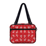 Red And White Paisley Bandana Print Double Strap Bible Bag