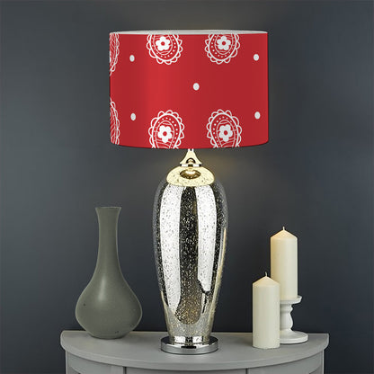 Red And White Paisley Bandana Print Drum Lamp Shade