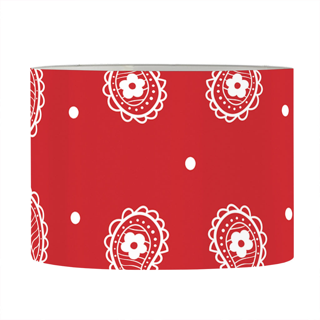 Red And White Paisley Bandana Print Drum Lamp Shade