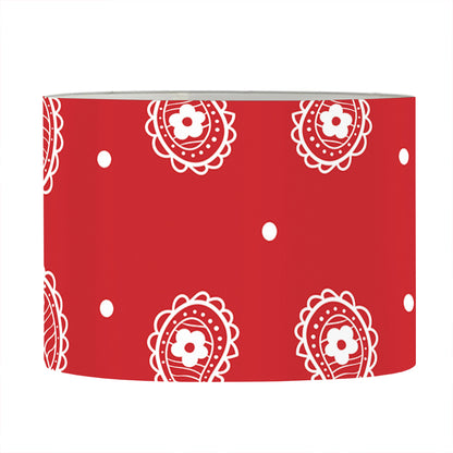 Red And White Paisley Bandana Print Drum Lamp Shade