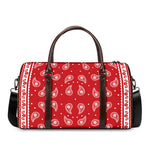 Red And White Paisley Bandana Print Duffle Bag