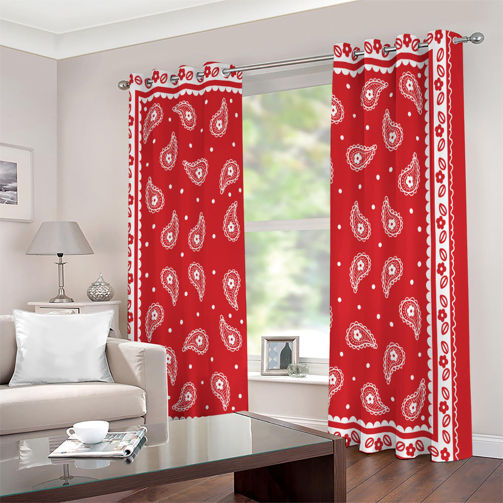 Red And White Paisley Bandana Print Extra Wide Grommet Curtains