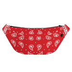 Red And White Paisley Bandana Print Fanny Pack