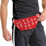 Red And White Paisley Bandana Print Fanny Pack