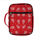 Red And White Paisley Bandana Print Front Pocket Bible Bag