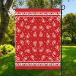 Red And White Paisley Bandana Print Garden Flag