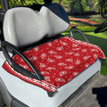 Red And White Paisley Bandana Print Golf Cart Seat Cover