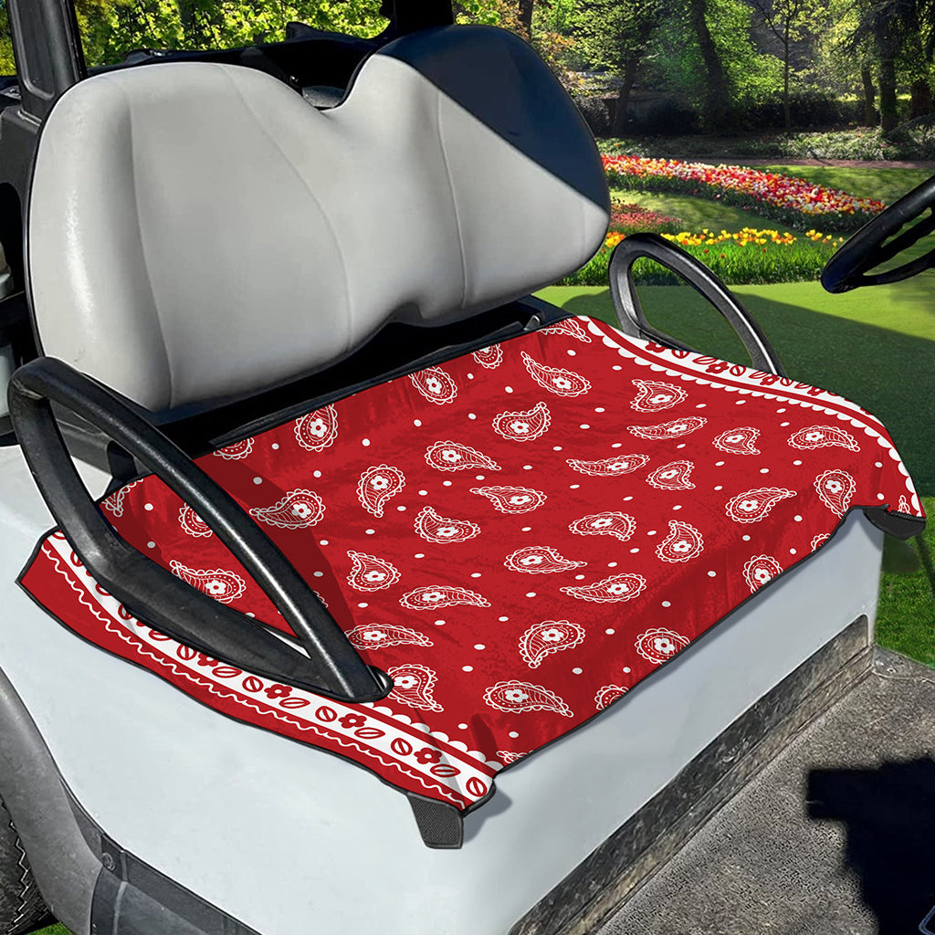 Red And White Paisley Bandana Print Golf Cart Seat Cover