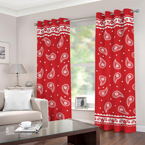 Red And White Paisley Bandana Print Grommet Curtains