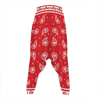 Red And White Paisley Bandana Print Hammer Pants