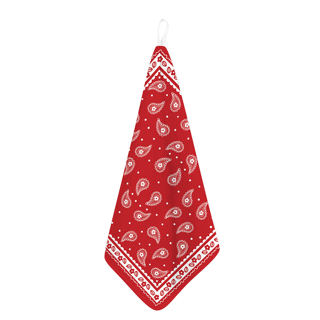 Red And White Paisley Bandana Print Hand Towel