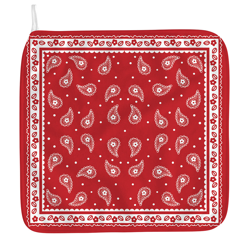 Red And White Paisley Bandana Print Hand Towel