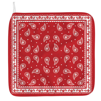 Red And White Paisley Bandana Print Hand Towel
