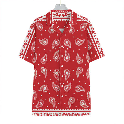 Red And White Paisley Bandana Print Hawaiian Shirt