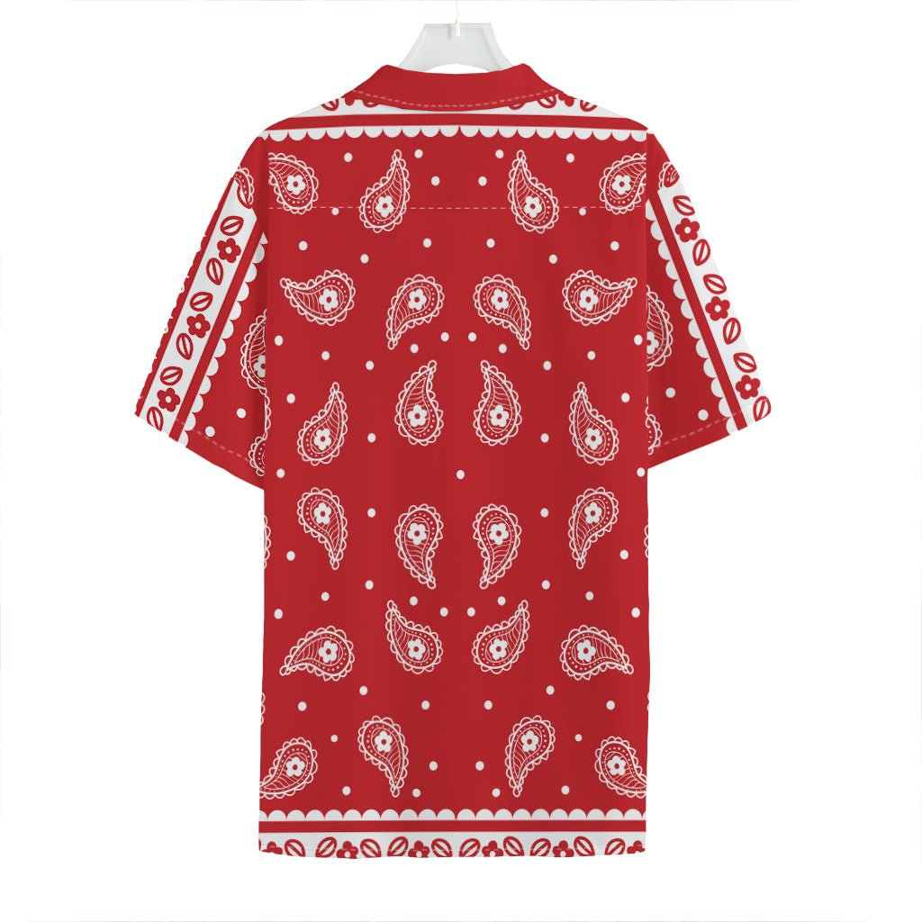 Red And White Paisley Bandana Print Hawaiian Shirt