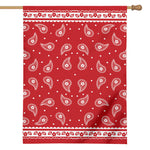Red And White Paisley Bandana Print House Flag