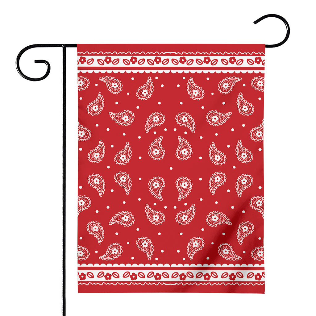 Red And White Paisley Bandana Print House Flag